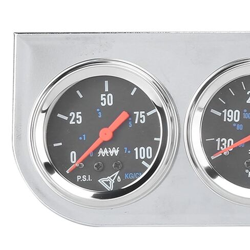 AUNMAS Triple Gauge Set Metal Housing Water Temperature Gauge and Oil Pressure 2in 3 in 1 130℉ to 280℉ 0 to 100 PSI for 12V Car Boat Truck in Kuwait
