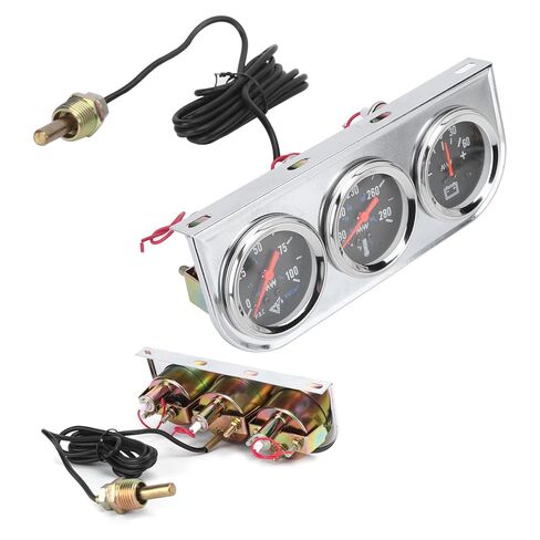 AUNMAS Triple Gauge Set Metal Housing Water Temperature Gauge and Oil Pressure 2in 3 in 1 130℉ to 280℉ 0 to 100 PSI for 12V Car Boat Truck in Kuwait