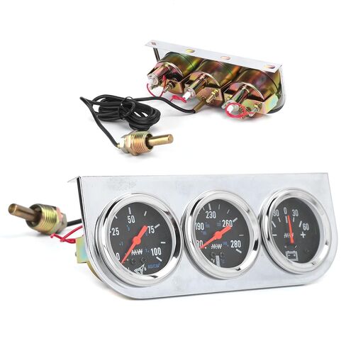 AUNMAS Triple Gauge Set Metal Housing Water Temperature Gauge and Oil Pressure 2in 3 in 1 130℉ to 280℉ 0 to 100 PSI for 12V Car Boat Truck in Kuwait