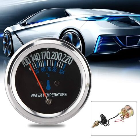 Metal Water Temperature Gauge 52mm 12V for Cars 38-104℃ with Bracket & Fittings in Kuwait