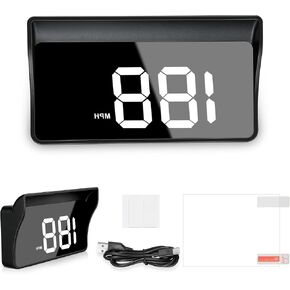 Amiss Heads Up Display for Cars, Digital HUD Speedometer for Automotive Windshields with GPS - Large Font Display, USB Plug & Play, and Auto Brightness Adjustment, Car Interior Accessories (MPH-White) in Kuwait