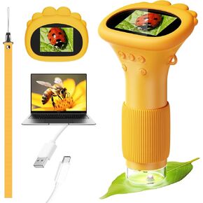 4K 1000X Digital Microscope for Kids with 2.0" IPS Screen(Yellow) in Saudi Arabia