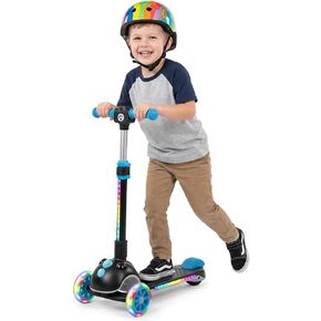 Gotrax SK1 Foldable Electric Scooter for Kids 4+, Full Body LED Light, 90min Riding & 5Mph Speed, Push-Button Throttle&Battery Indicator, 6'' Wheel&3 Adjustable Height, 3 Wheel Escooter, Gift, Black in Kuwait