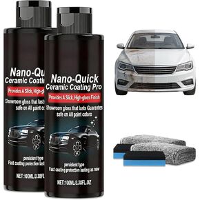 Nano-Quick Ceramic Coating Pro, Quick Coat Restore Nano Spray for Cars, Quick Effect Coating Agent for Car Paint, Glass & Wheels, Easy Apply, Long-Lasting Shine & Protection (2PCS) in Kuwait