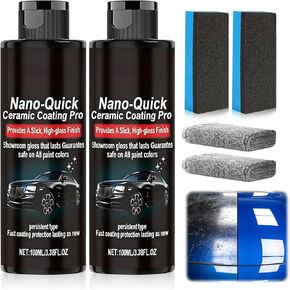 2 PCS Quick Effect Coating Agent, Nano-Quick Ceramic Coating Pro, Revolutionary Nano Spray for Car Detailing for Dust-Proof Glass Effect and Lasting Luster, 3.5 fl.oz in Kuwait