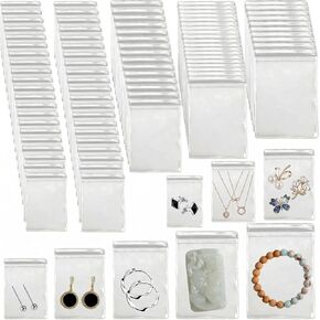 160Pcs Clear PVC Self Seal Jewelry Bags 5 Sizes Resealable Zipper Bags, Anti-Tarnish Storage Bags for Earrings Rings Jewelry Organizer and Packaging in Saudi Arabia