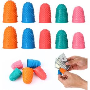 10 Pcs Rubber Fingers Tips, Rubber Thimble Finger Protector Covers for Sorting Papers, Counting Money, Crafts, Typing, Embroidery, 5 Sizes Colors in Kuwait