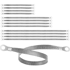 Tinned Copper 12 Pcs Engine Ground Straps, Automotive Battery Cables Silver, Corrosion Resistant Conductivity High, 10 15 20 Inch Assortment in Kuwait