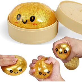 Glitter Dumpling Squishy, Squishy Dumpling Toy with Steamer Box, Taba Squishies Stress Relief Ball, Fidget Sensory Squeeze Toy Gifts Party Favors Stuffers for Adults Kids in Saudi Arabia