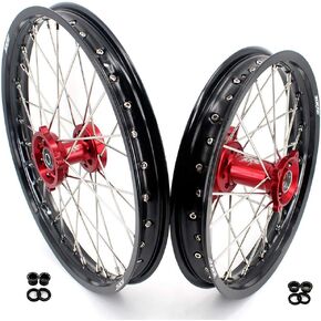 عجلة كبيرة للأطفال KKE مقاس 19 بوصة - 16 بوصة لـ CRF150R 2007-2025 CRF150RB نموذج ديرتبايك بتحكم رقمي بالكمبيوتر محاور حمراء Rimx in Kuwait