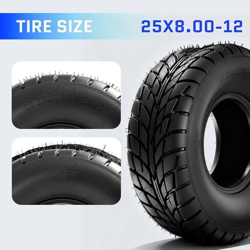 25x8-12 ATV/UTV Tires Set of 2, 25x8x12 Heavy Duty All-Terrain Mud & Trail Tires, 4PR Tubeless, Directional Tread in Kuwait