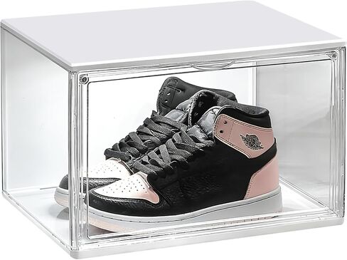 BOHOIDEE 14.17"X10.63"X8.66" Acrylic Display Case with lights, Clear Storage Organizers Box with Magnetic Door, Dustproof Showcase for Handbags, Purses, Boots, Figures, Book in Kuwait