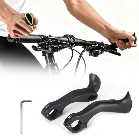 Bike Bar Ends, 1 Pair Ergonomic Non-Slip MTB Mountain Bike Handlebar Ends Bicycle Handlebar Extender, Fit for 21.8-22.8mm Handlebar (Black) in Kuwait
