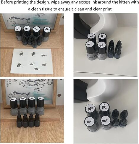 2026 Novelty Cute Black Cat Kitten Stamps for Stamp Cards, Letters and Diaries Decorative Mini Stamps Teacher Reward Stamp Pattern Pet Kitten Meow 4-Piece Set in Kuwait
