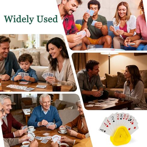 ZUFECY 4-Pack حامل بطاقات مثلثة، حاملات ABS صغيرة خفيفة الوزن للأطفال وكبار السن، 4 ألوان مع تصميم زر ضغط لحفلات البوكر، وألعاب البطاقات المدرسية والعائلية in Kuwait