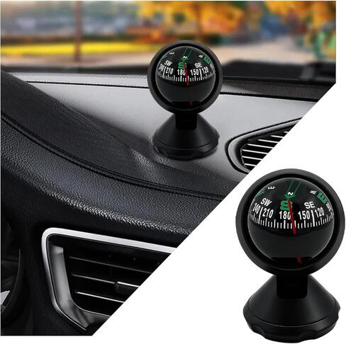 Car Compass, Adjustable Dashboard Compass Accurate Navigation Ball with Bottom Stick, Portable Hiking Direction Pointing Guide Ball Interior Accessories for Car Truck Boat in Kuwait