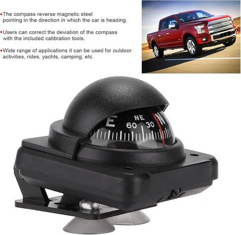 Car Compass, Accurate Direction Pointing with Calibration Tool, Magnetic Direction Finder, Reverse Magnetic Steel for Drivers, Campers, RV Owners, Boaters, Auto Navigation, Camping in Kuwait