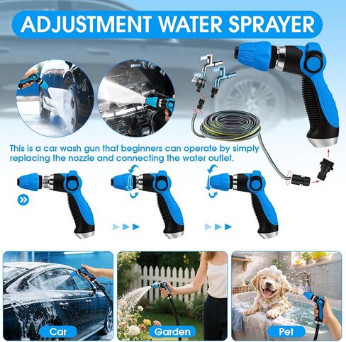 36Pcs Blue Car Wash Detailing Kit，Car Cleaning Set with Foam Gun Sprayer，Long-Handle Brush Mop，Large Collapsible Bucket，Complete Car Wash Supply Gift for Men and Women in Kuwait