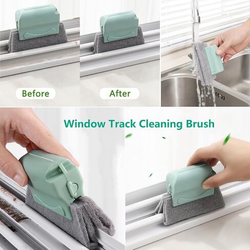 CRAFNEW 20Pcs Window Cleaning Kit, Household Cleaning Tools with Squeegee, Brushes, Microfiber Pads for Window Track, Sliding Door, Glass Door, Bathroom Mirror, Car Windshield in Kuwait
