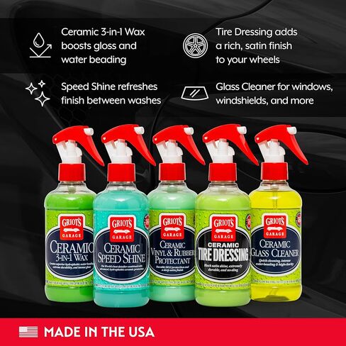 Griot's Garage Ultimate Ceramic Detail Kit for Car Detailing, Includes 8oz Bottles of Ceramic 3-in-1 Wax, Speed Shine Detailer, Tire Dressing, Glass Cleaner, and Vinyl and Rubber Protectant, 11606 in Kuwait