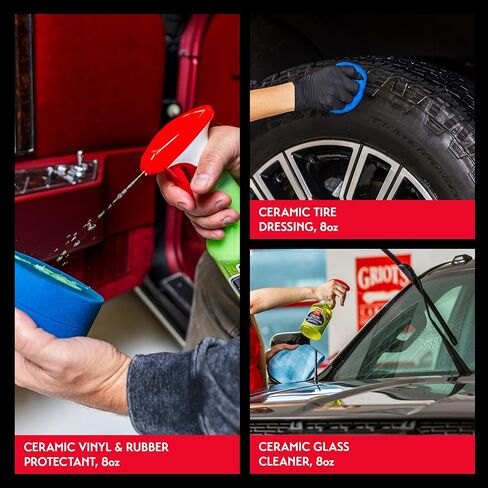 Griot's Garage Ultimate Ceramic Detail Kit for Car Detailing, Includes 8oz Bottles of Ceramic 3-in-1 Wax, Speed Shine Detailer, Tire Dressing, Glass Cleaner, and Vinyl and Rubber Protectant, 11606 in Kuwait