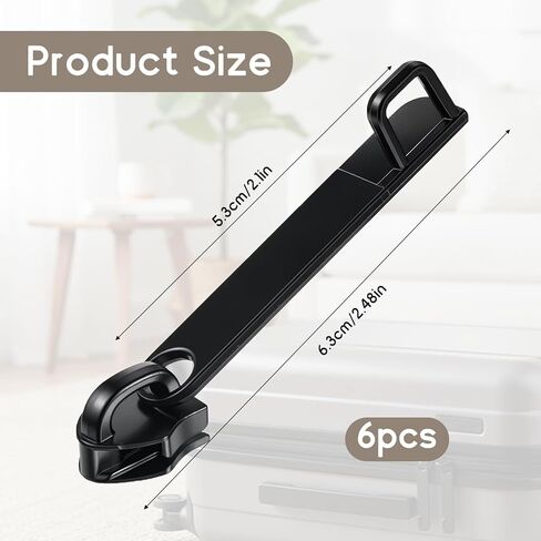 6 PCS Luggage Zipper Pull Replacement, Black Luggage Zipper Pulls Double Layer Universal Zippers Repair Kit Alloy Steel Zippers Repair Puller for Women Men Jackets Luggages Bags in Kuwait