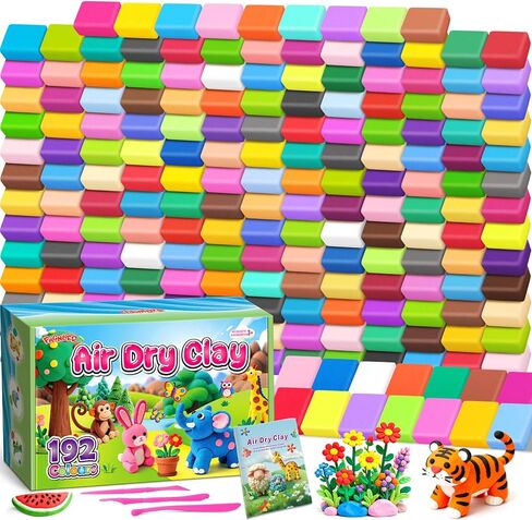 Air Dry Clay 192 Colors, Modeling Magic Clay Set with 3 Sculpting Tools, Arts Crafts Gift for Kids and Beginners in Saudi Arabia