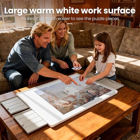 1500 Pieces Rotating Plastic Puzzle Board with Drawers and Cover, 35"x27" Portable Jigsaw Puzzle Table, Durable & Waterproof, Ideal Gift for Puzzle Lovers in Kuwait