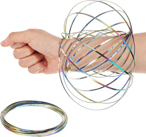 Flow Ring Spinner Arm Tool - 5.1" Multicolor Iridescent Fidget Toy, Infinity Loop Hand Rings Relaxation & Calming Motion Toy for Adults in Kuwait