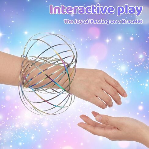 Flow Ring Spinner Arm Tool - 5.1" Multicolor Iridescent Fidget Toy, Infinity Loop Hand Rings Relaxation & Calming Motion Toy for Adults in Kuwait