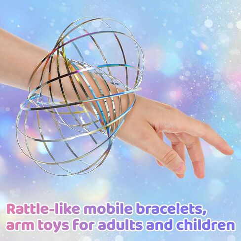 Flow Ring Spinner Arm Tool - 5.1" Multicolor Iridescent Fidget Toy, Infinity Loop Hand Rings Relaxation & Calming Motion Toy for Adults in Kuwait