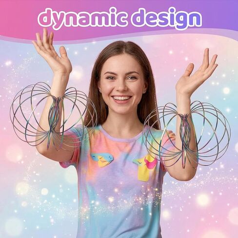 Flow Ring Spinner Arm Tool - 5.1" Multicolor Iridescent Fidget Toy, Infinity Loop Hand Rings Relaxation & Calming Motion Toy for Adults in Kuwait