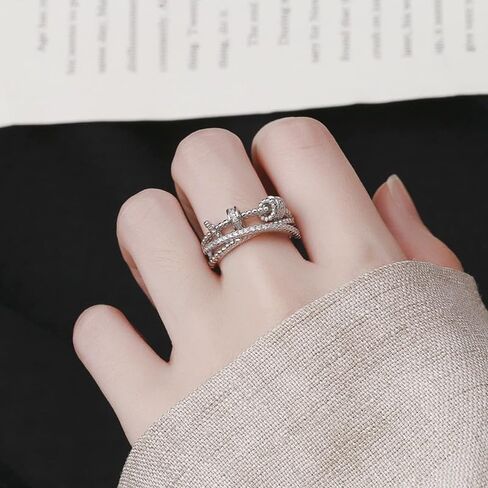 Fidget Spinner Ring for Anxiety Relief Adjustable Multi-Layered Open Ring with Rotating Bands Stress Relief Jewelry in Kuwait