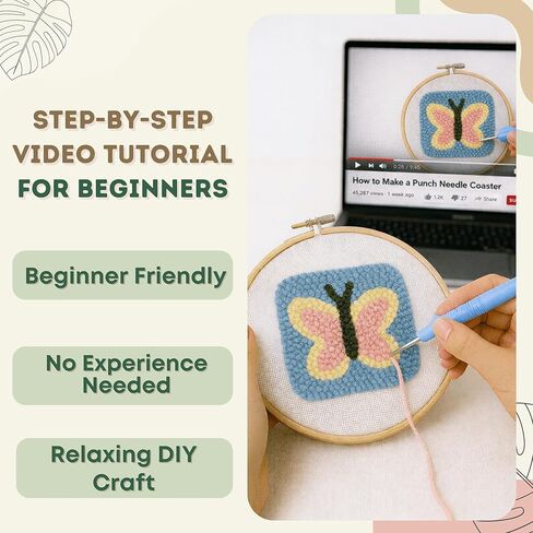 مجموعة إبر كوكوفايا للمبتدئين والكبار - مجموعة كاملة من 6 قواعد تطريز DIY مع قماش مطبوع وغزل وإبرة وطوق ودليل - مجموعة أدوات يدوية سهلة لديكور المنزل والهدايا وتخفيف التوتر in Kuwait
