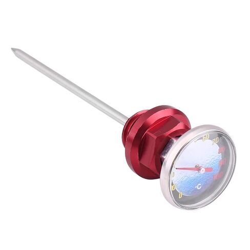 مقياس حرارة زيت الدراجة النارية من Chrees Precise لفحص مستوى الزيت للدراجات النارية موتوكروس، محمول خفيف الوزن من سبائك الألومنيوم باللون الأسود (الأحمر) in Kuwait