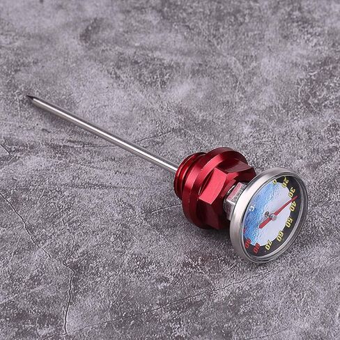 مقياس حرارة زيت الدراجة النارية من Chrees Precise لفحص مستوى الزيت للدراجات النارية موتوكروس، محمول خفيف الوزن من سبائك الألومنيوم باللون الأسود (الأحمر) in Kuwait
