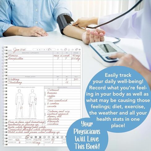 BookFactory Personal My Medical Journal History سجل الأدوية اليومية سجل العلاج الطبي زيارة الطبيب سجلات التتبع سلك O، 100 صفحة 6 بوصة × 9 بوصة (صنع في الولايات المتحدة الأمريكية) in Kuwait