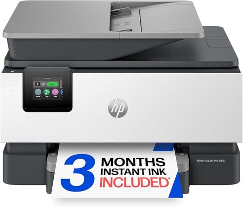 HP OfficeJet Pro 9125 Wireless All-in-One Color Inkjet Printer, Print, Scan, Copy, Fax, ADF, Duplex Print/scan, Best-for-Office, 3 Month Trial of Instant Ink Included, AI-Capable (C2VZ0A) in Kuwait