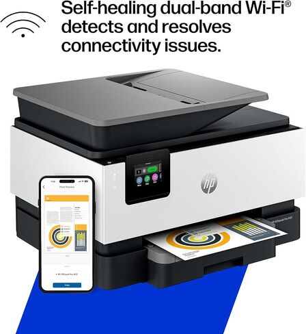 HP OfficeJet Pro 9125 Wireless All-in-One Color Inkjet Printer, Print, Scan, Copy, Fax, ADF, Duplex Print/scan, Best-for-Office, 3 Month Trial of Instant Ink Included, AI-Capable (C2VZ0A) in Kuwait