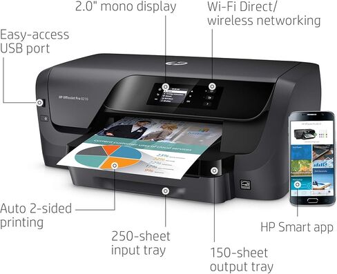 HP OfficeJet Pro 8210 Wireless Color Printer, HP Instant Ink & Amazon Dash Replenishment ready (D9L64A) (Renewed) in Kuwait
