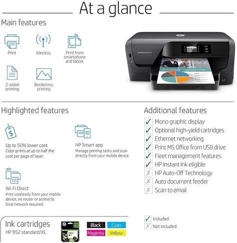 HP OfficeJet Pro 8210 Wireless Color Printer, HP Instant Ink & Amazon Dash Replenishment ready (D9L64A) (Renewed) in Kuwait