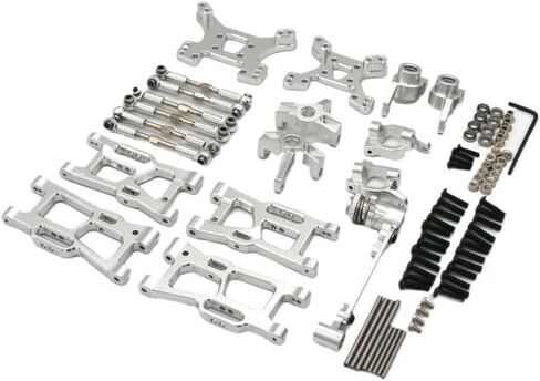 Metal Upgrade Parts Compatible with 1/12 and 1/14 Scale Remote Control Cars – Includes Front and Rear Swing Arms, Steering Components, and Shock Absorber Rods(Red) in Kuwait