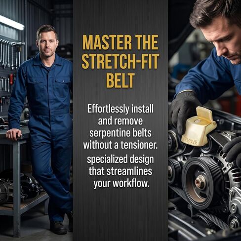 Stretch Belt Remover Installer, Equivalent to Lisle 59370, Automotive Accessory Drive Belt Removal and Installation Tool, Universal One-Piece Design with Magnetic Faces for Most Vehicles in Kuwait