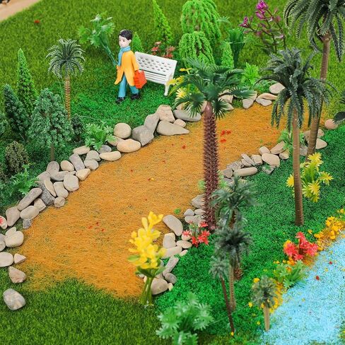 Sureio 130 Pcs Diorama Supplies Kit Include 121 Miniature Trees 1.2-7.48 Inch Mini Mixed Model Plastic Fake Architecture 9 Bags Scenery Basing Material Kit for Model Train Railroad Scenery DIY Craft in Kuwait