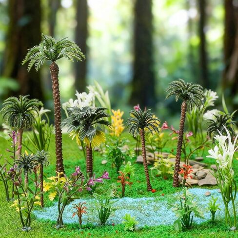 Sureio 130 Pcs Diorama Supplies Kit Include 121 Miniature Trees 1.2-7.48 Inch Mini Mixed Model Plastic Fake Architecture 9 Bags Scenery Basing Material Kit for Model Train Railroad Scenery DIY Craft in Kuwait