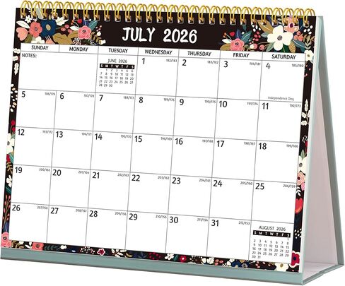 Desk Calendar 2026-2027 - Standing Flip Desktop Calendar 2026-2027, 18 Months(July 2026 - December 2027), 10" x 8", Large with Notes, To-dos, Yearly Overview, Thick Paper, Great for Easy Planning in Kuwait