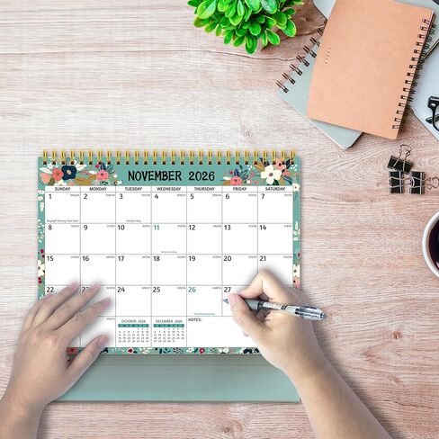 Desk Calendar 2026-2027 - Standing Flip Desktop Calendar 2026-2027, 18 Months(July 2026 - December 2027), 10" x 8", Large with Notes, To-dos, Yearly Overview, Thick Paper, Great for Easy Planning in Kuwait