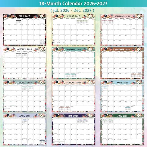 Desk Calendar 2026-2027 - Standing Flip Desktop Calendar 2026-2027, 18 Months(July 2026 - December 2027), 10" x 8", Large with Notes, To-dos, Yearly Overview, Thick Paper, Great for Easy Planning in Kuwait