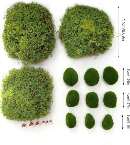 18PCS Artificial Moss Rocks, Green Moss Balls Decor, Fairy Garden Supplies, Fake Moss Decor for Fairy Gardens, Floral Arrangements, Crafts, Potted Plants, Natural Green Landscape Scenery in Kuwait