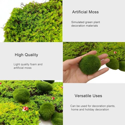 18PCS Artificial Moss Rocks, Green Moss Balls Decor, Fairy Garden Supplies, Fake Moss Decor for Fairy Gardens, Floral Arrangements, Crafts, Potted Plants, Natural Green Landscape Scenery in Kuwait